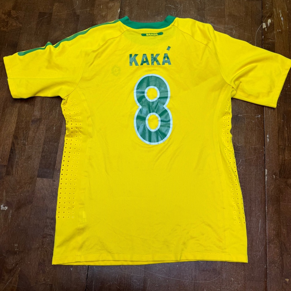 Nike Brazil Soccer Jersey Mens L Yellow Kaka 8 Authentic Dri-FIT 2010 2011 - Picture 8 of 10